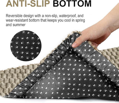 Dog Bed Crate Mat, Soft Durable Washable Anti-Slip Kennel Pad for Dogs & Cats, Reversible (Light Gray, S(24"*18"*1.5"))