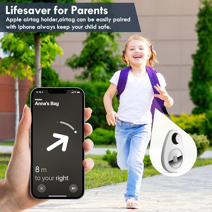 Airtag Holder for Kids Hidden 4 Pack Upgraded GPS Tracker Case, Anti-Removal Airtag Silicone Case with Safety Pins, Avoid Airtag Loss, Suitable for Children, Elderly, Pets, Backpack, Luggage