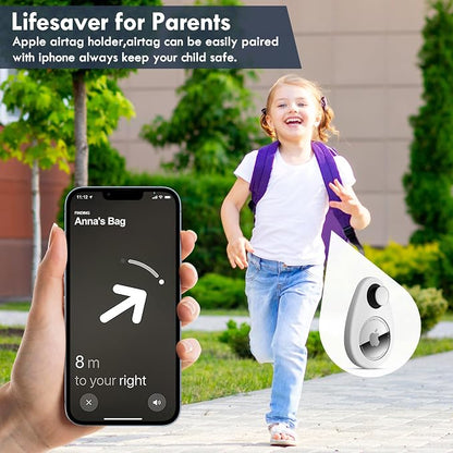 Airtag Holder for Kids Hidden 4 Pack Upgraded GPS Tracker Case, Anti-Removal Airtag Silicone Case with Safety Pins, Avoid Airtag Loss, Suitable for Children, Elderly, Pets, Backpack, Luggage
