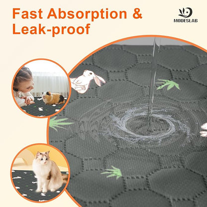 2-Pack Guinea Pig Cage Liner, 18in x 24in Fast Absorption Washable Bedding Pee Pads for Dogs Puppy Rabbit Small Animal Cage Mat, Leakproof & Non-Slip