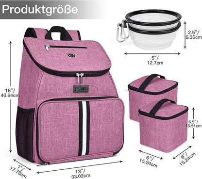 BAGLHER丨Dog Travel Bag, Airline Approved Pet Supplies Backpack, Dog Travel Backpack with 2 Silicone Collapsible Bowls and 2 Food Baskets