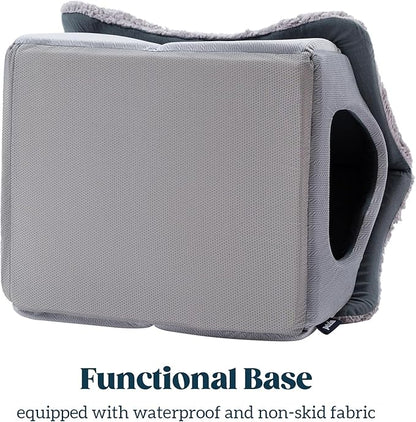 Pelzin Cat Houses for Indoor Cats - Large Cat Cave Bed with Removable Support Foam and Washable 2-Side Mat - Covered Cat Bed for Cat Hideaway - Enclosed Cat Hideout for Kitten and Small Pet, Grey
