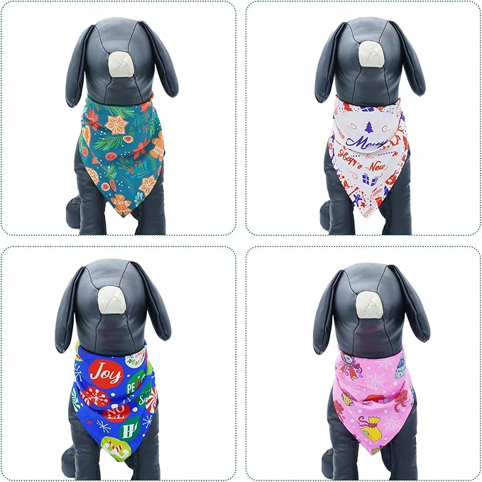 Christmas Dog Bandanas for Large Dogs Breed 7 Pcs Sewing Hemming Christmas Dog Bandanas XXL Adjustable Scarves Grooming L