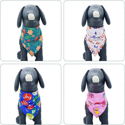 Christmas Dog Bandanas for Large Dogs Breed 7 Pcs Sewing Hemming Christmas Dog Bandanas XXL Adjustable Scarves Grooming L