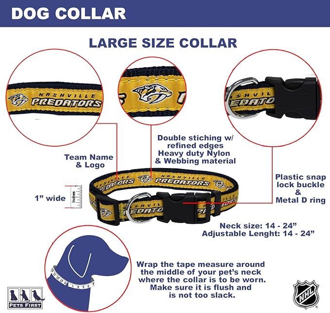 Pets First NHL Collar for Dogs & Cats. Adjustable, Cute, & Stylish! The Ultimate Hockey Fan Collar!