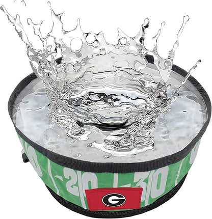 Pets First NCAA Georgia Bulldogs Collapsible Dog Travel Bowl Set, 2 Pack Food & Water Bowls for Dogs, Best Portable & Lightweight Leak-Proof Dog Bowls for Travel