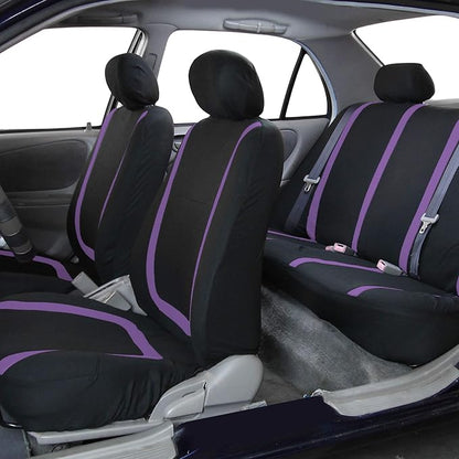 FH Group Car Seat Covers Rear Set Cloth - Car Seat Covers with Removable Headrest,Universal Fit,Automotive SeatCovers,Washable Car SeatCover for SUV,Sedan,Van Purple