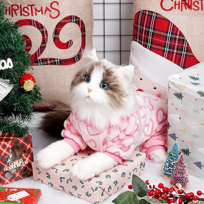 Dog Sweaters for Small Dogs Girl Dog Clothes Fleece Small Dog Pajamas Female Warm Dog Pjs Soft Dog Onesie Heart Chihuahua Clothes Pink Pet Puppy Pajamas, M