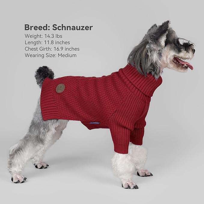 cyeollo Dog Sweater Pullover Turtleneck for Dogs Girl, Classic Knitwear Fall Winter Cold Weather Pet Clothes Warm Pet Apparel Small Medium Large Dog Sweaters, Burgundy M