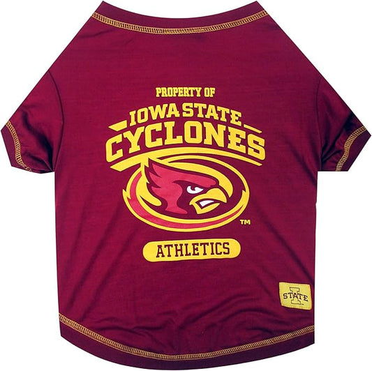Pets First Collegiate IOWA STATE CYCLONES Dog T-Shirt, Large. - Licensed Shirt for Pets Team Colored with Team Logos.- Premium Stretchable Materials for the Comfrot of your Dog & Cat.