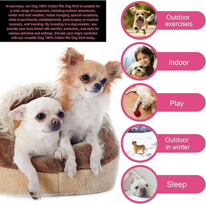 Elevate Your Pet's Comfort and Fashion: Premium 100% Cotton Rib Dog Shirt Vest for Small Breeds Like Chihuahuas, Yorkies, and Puppies .Year-Round Style with Tank-Style Puppy Attire Light Pink L