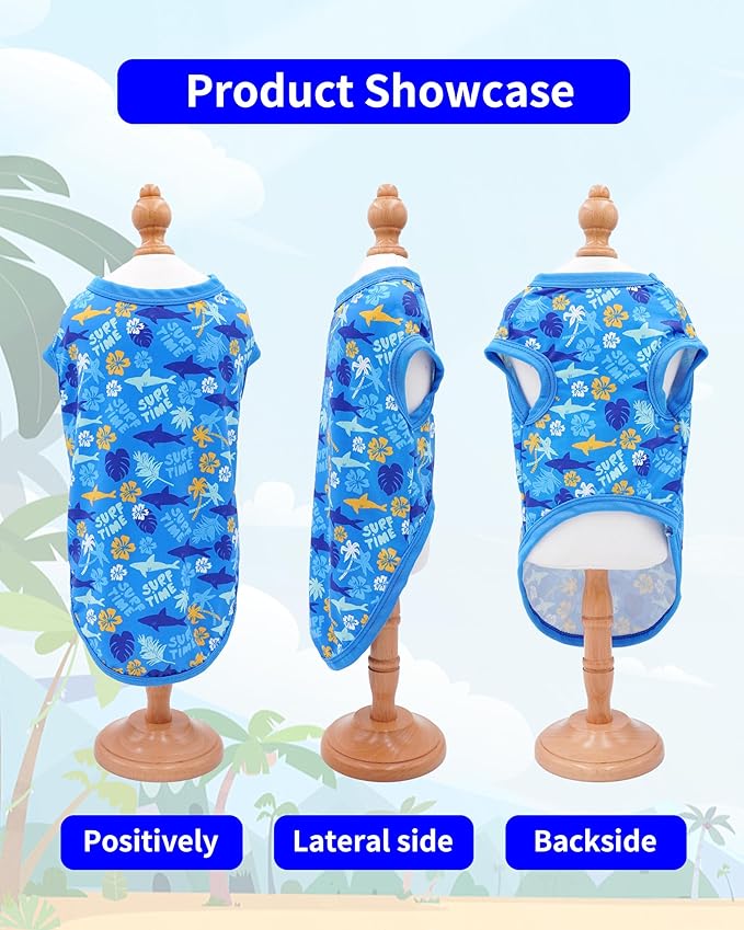 PET SHOW 4 Pack Dog Hawaiian Shirts for Small Doggies UPF 50+ UV Sun Protection Summer Cool Clothes Tank Top Floral Puppy Kitten Cats T-Shirts Pet Holiday Party Sleeveless Vest Boy Girl(Small)