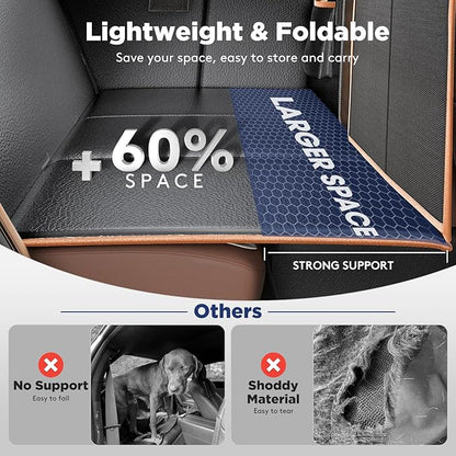 FURTIME XL Back Seat Extender for Dogs, Hard Bottom Dog Car Seat Cover for Truck Back Seat, Upgraded PU Leather Waterproof Anti-Scratch, Large Space Back Seat Cover for Full Size Truck SUV