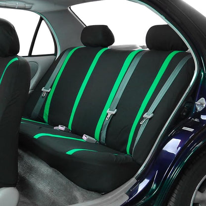 FH Group Car Seat Covers Rear Set Cloth - Car Seat Covers with Removable Headrest,Universal Fit,Automotive SeatCovers,Washable Car SeatCover for SUV,Sedan,Van Green