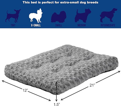 MidWest Homes for Pets XS QuietTime Deluxe Gray Ombre Swirl Plush Pet Bed, Machine Washable, Non-Skid Bottom, Soft Crate Mat for 22-inch Crates