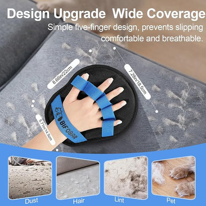 Pet Hair Removal Glove, Electrostatic Grooming Mitt for Dogs & Cats | Electrostatic pet hair remover tool with 5-finger design. Washable reusable for cats, dogs, sofas and furniture.