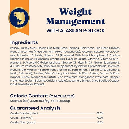 Solid Gold Weight Management Cat Food for Adults - Grain Free & Gluten Free Dry Cat Food Indoor & Outdoor Recipe for Healthy Weight w/Alaskan Pollock & Probiotics for Gut Health - 12 LB