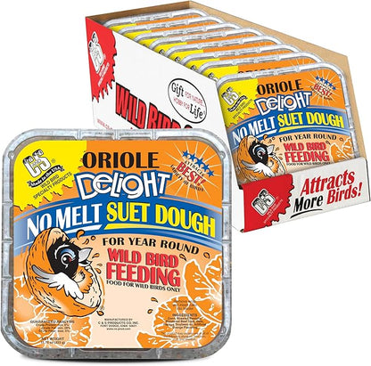 C&S Oriole Delight No Melt Suet Dough, Suet Cakes for Wild Birds Including Orioles and More, 11.75 Ounces, Pack of 8