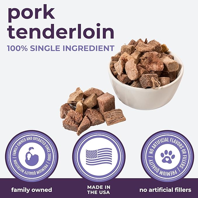 Momentum Carnivore Nutrition Freeze-Dried Pork Tenderloin Cat Treats – Single-Ingredient, High-Protein, All-Natural, Grain-Free, Lean & Naturally Tender – Made in USA – 2.5 oz Bag