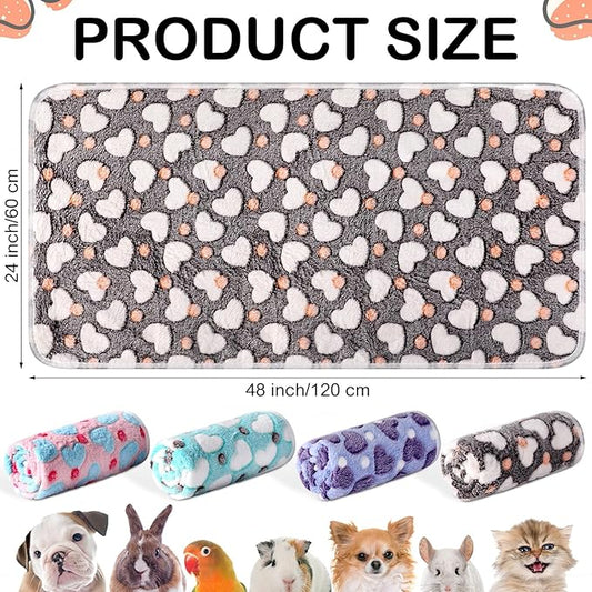Tudomro 8 Pcs Guinea Pig Blankets Washable Small Pet Fleece Bedding Cage Liners Double Sided Pet Reusable Sleep Mat Pad Cover for Ferret Chinchilla Furniture Protection(Heart,47 x 24 Inch)