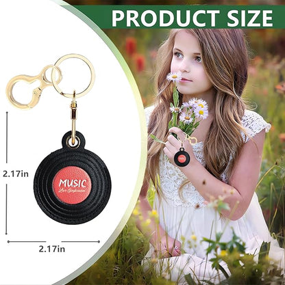 Leather Keychain Holder Case Compatible with AirTag,Cute Protective Cover with Keyring,Anti-Scratch Finder GPS Tracker Case for Wallet Keys,Bag,Pets,Backpack(CD Red)