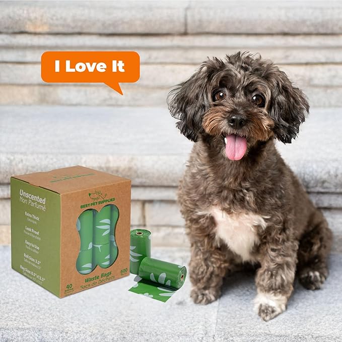 Best Pet Supplies Dog Poop Bags for Waste Refuse Cleanup, Doggy Roll Replacements for Outdoor Puppy Walking and Travel, Leak Proof and Tear Resistant, Thick Plastic - Green (Scented), 600 Bags