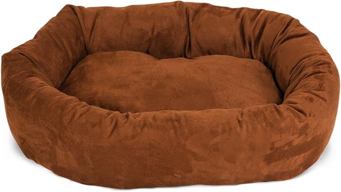Majestic Pet Dog Bed, 24x19x7in, Rust - Soft Round Pet Bed with Spine Support, Calming Donut Bed for Small Dogs, Washable, High-loft Polyester Fill, Waterproof Base, 300/600 Denier