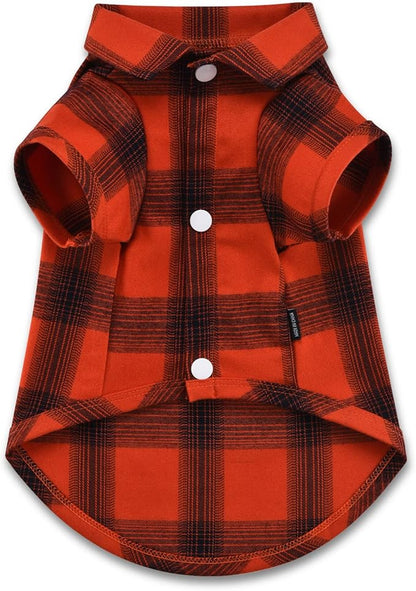 Koneseve Dog Shirt Plaid Dog Clothes for Small Dogs Boy Girl Cat Clothes Soft Puppy Outfit Adorable Pet T-Shirts Kitten Grid Costume Apparel Thanksgiving Christmas Clothing (Red#1; XS/Extra Small)