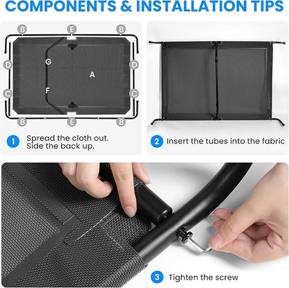 Simple Deluxe Cooling Elevated Dog Bed, Raised Portable Dog Cots Beds No-Slip Feet Durable Portable Indoor & Outdoor Pet Hammock Bed, 60x37x9 Inch, Black