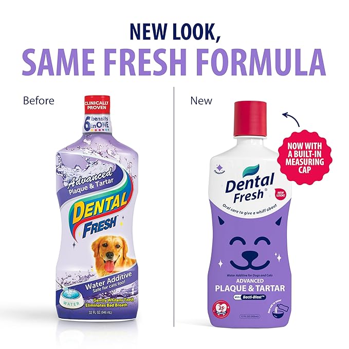 Dental Fresh Water Additive for Dogs and Cats, Advanced Formula, 8 Fl Oz, Plaque & Tartar Daily Oral Care Just Add to Water