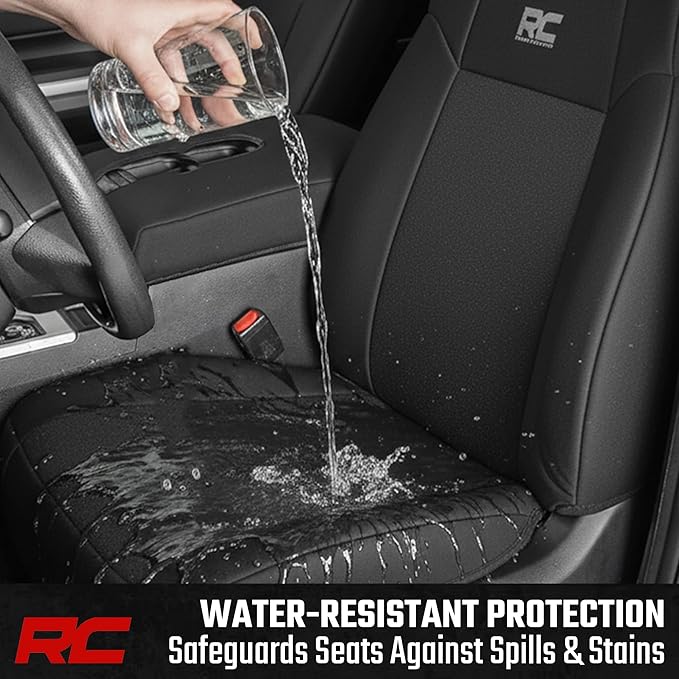 Rough Country Neoprene Seat Covers for 15-22 F-150 |17-22 Super Duty - 91016,Black, Front