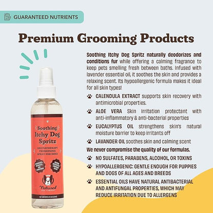 Natural Dog Company Itchy Dog Spritz 8 oz – Hypoallergenic Deodorizing Spray with Aloe, Lavender & Calendula – Soothes Itchy Skin, Refreshes Coat Between Baths – Free from Parabens, Sulfate & Alcohol