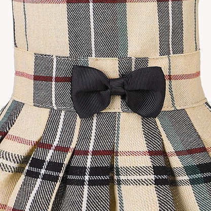 PUPTECK Classic Plaid Dog Dress Cute Puppy Clothes Outfit Small
