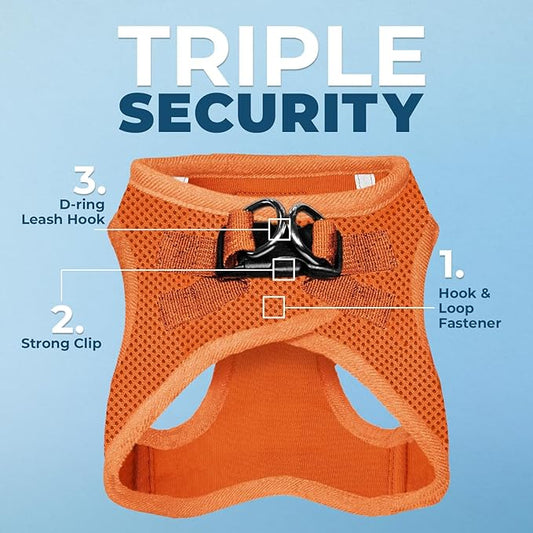 Best Pet Supplies Voyager Step-in Air Harness - All Weather Mesh, Reflective, No Pull Harness for Dogs, Cats - Secure with Hook & Loop Fastener, Buckle, Double D-Rings - Orange, XL