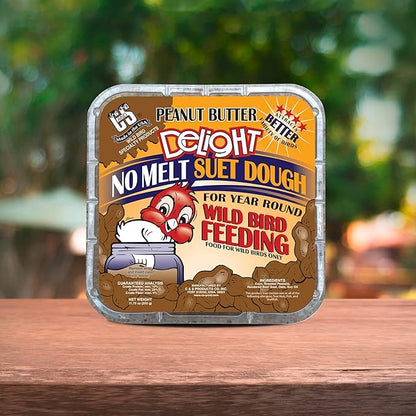 C&S Peanut Butter Delight No Melt Suet Dough, Suet Cakes for Wild Birds Including Wrens, Woodpeckers, Cardinals, Songbirds, Jays and More, 8 Pack