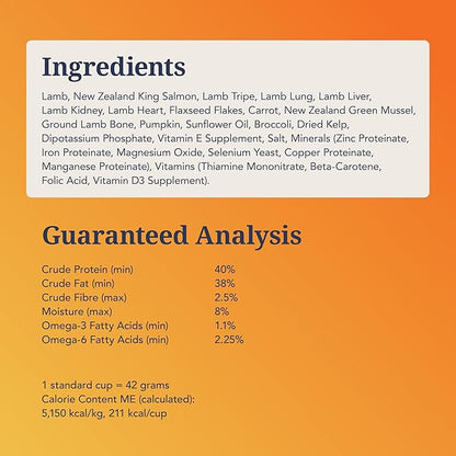 K9 Natural Lamb & King Salmon Freeze Dried Dog Food, High-Meat Natural Complete Meal or Meal Toppers for Dogs, Grass-Fed Lamb & King Salmon from New Zealand, Grain-Free, GMO-Free, 8lb
