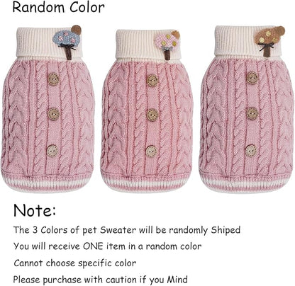 Topbuti Dog Sweater Turtleneck Knitwear Doggie Pullover Sweater Doggy Winter Coat Warm Pet Clothes Puppy Holiday Clothing Buttons Knitted Outfits for Small Cats Dogs Cold Weather (Medium)