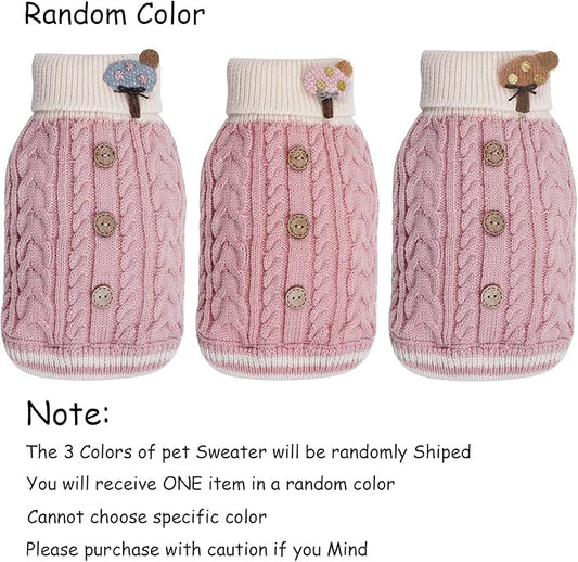 Topbuti Dog Sweater Turtleneck Knitwear Doggie Pullover Sweater Doggy Winter Coat Warm Pet Clothes Puppy Holiday Clothing Buttons Knitted Outfits for Small Cats Dogs Cold Weather (Medium)