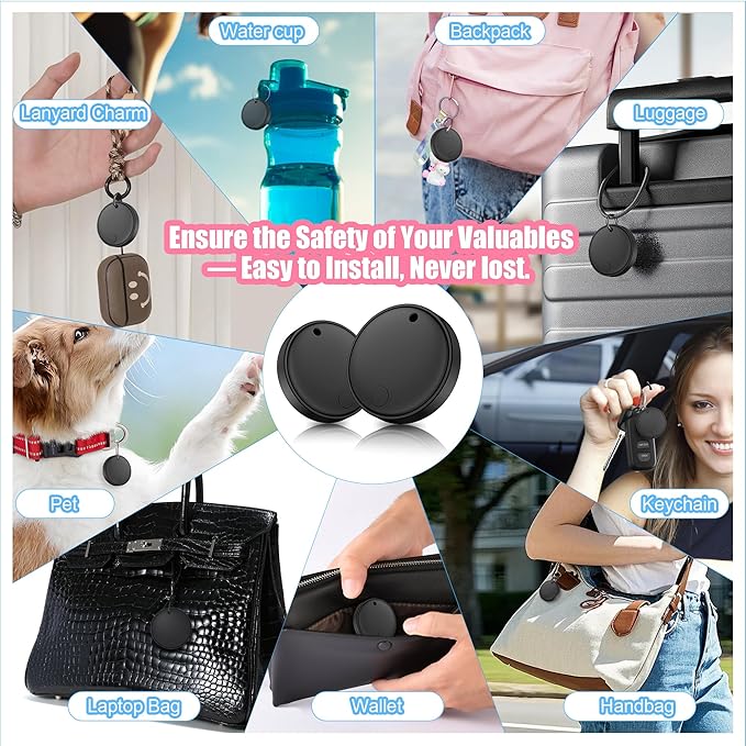 Tracker Smart Tags Android & iOS-1 Packs,Dual System Bluetooth Air Luggag Tracker Keys Finder/Item Locator Work with Apple Find My (iOS)&Google's Find Hub(Android) for Key,Backpack,Luggage Black
