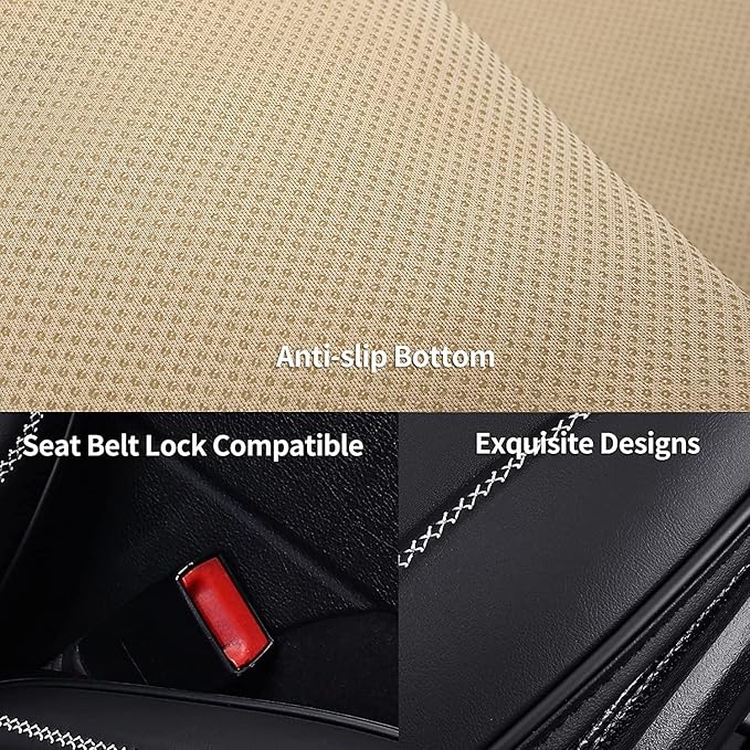 Coverado Front Seat Cover, Car Seat Covers Front Seats, Waterproof Leather Car Seat Cushion, 2PCS Universal Seat Covers for Cars, Car Seats Protector, Black Seat Covers Fit for Most Cars