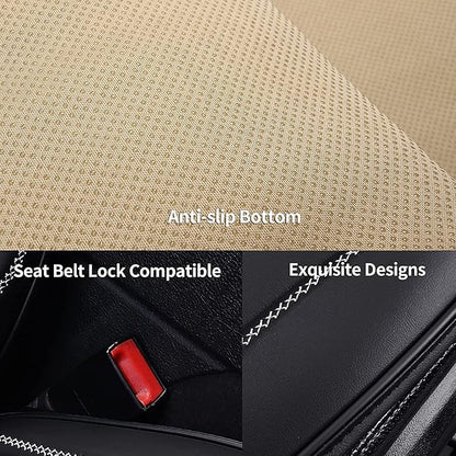 Coverado Front Seat Cover, Car Seat Covers Front Seats, Waterproof Leather Car Seat Cushion, 2PCS Universal Seat Covers for Cars, Car Seats Protector, Black Seat Covers Fit for Most Cars