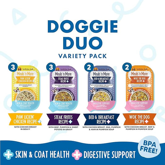 Weruva Meals 'n More Wet Dog Food, Doggie Duo Trial Variety Pack, 3.5oz Cup, Pack of 4
