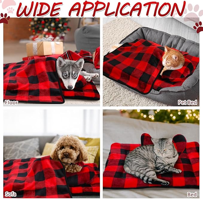 Namalu Christmas Pet Bed Mats with Puppy Dog Blankets and Pillows for Cats Puppy Bed Warm Sleep Mat Fleece Blanket Fluffy Pet Calming Toy Half Donut U Shaped Neck Pillow for Small Dogs and Cats