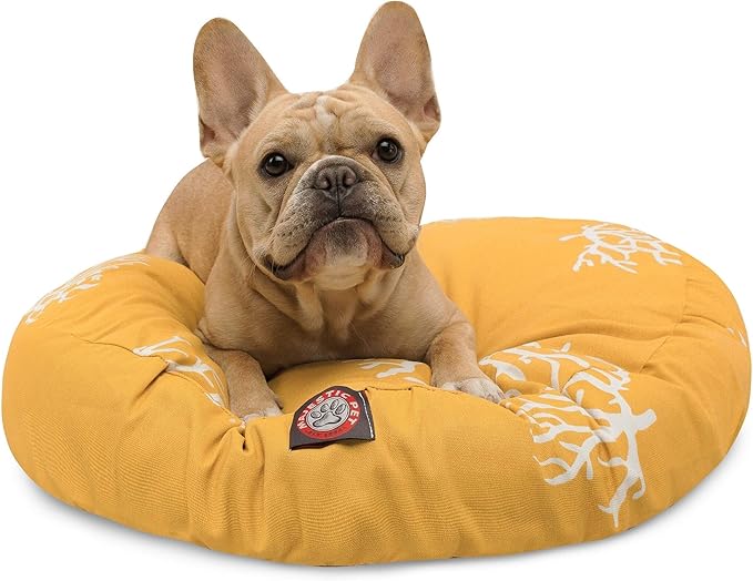 Yellow Coral Large Round Indoor Outdoor Pet Dog Bed With Removable Washable Cover By Majestic Pet Products