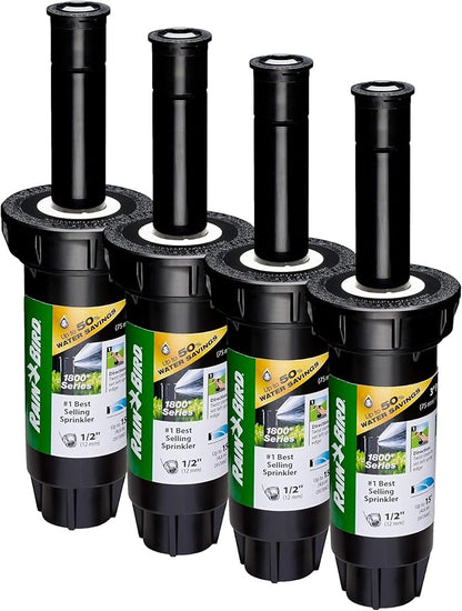Rain Bird 1803DSFPRS Pressure Regulating (PRS) Professional Dual Spray Pop-Up Sprinkler, 360° Full Circle Pattern, 8' - 15' Spray Distance, 3" Pop-up Height (Pack of 4)