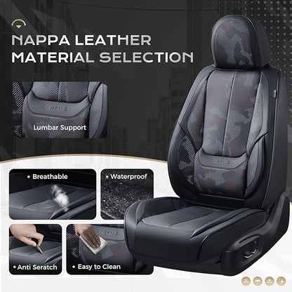Coverado Seat Covers, Car Seat Covers Full Set, Leather Seat Covers for Cars, Car Seat Protector, Black Car Seat Covers Front Seats and Back Seats Universal Fit for Most Cars Camo