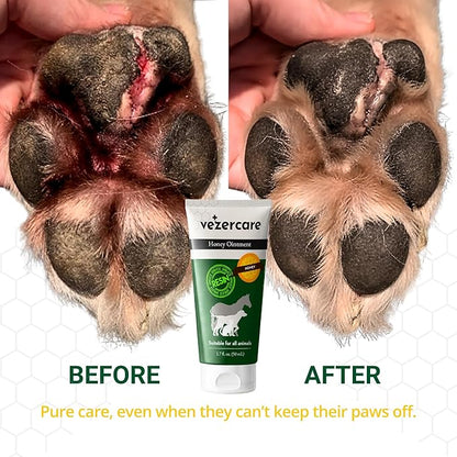 Honey Balm Ointment with Spruce Resin for Dogs, Cats & Horses, Wound Care Gel, Hot Spot Treatment for Dogs, Itchy Skin Relief, Dog and Cat Wound Care, 1.7oz, Made in Finland, Antifungal & Steroid Free