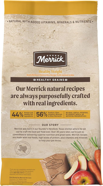 Merrick Healthy Grains Premium Adult Dry Dog Food, Wholesome and Natural Kibble, Healthy Weight Recipe - 25.0 lb. Bag