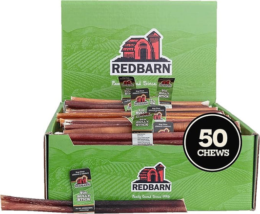 Redbarn Pet Products 9" Bully Sticks for Dogs, Pack of 50