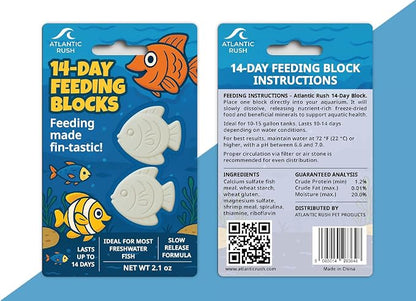 Vacation Feeder for Aquarium - 14 Day Feeder Block - Slow Release Fish Food for Betta, Goldfish & Tropical Fish - Aquatic Pet Tank Food (1 Pack of 2 Blocks)